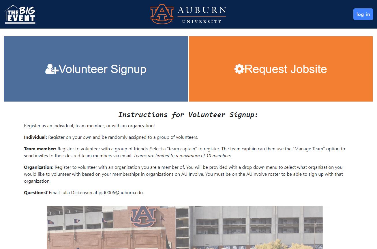 Part of the Big Event website